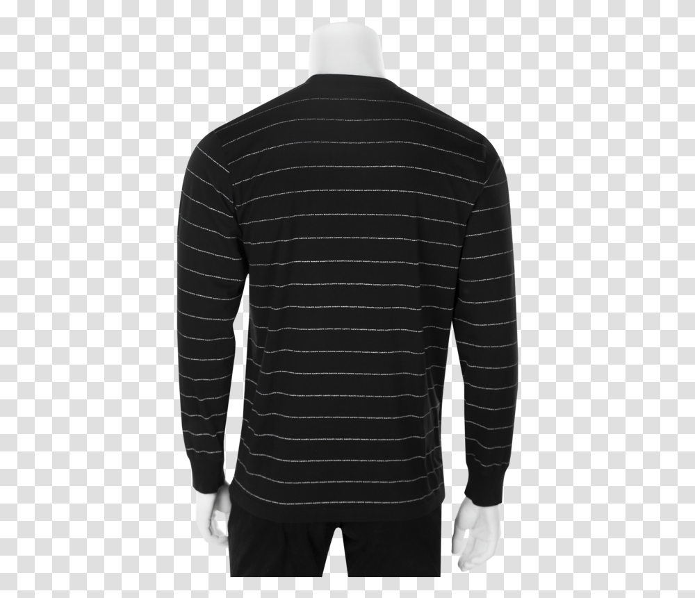 Supreme Logo Stripe Ls Shirt Long Sleeve, Clothing, Apparel, Sweatshirt, Sweater Transparent Png