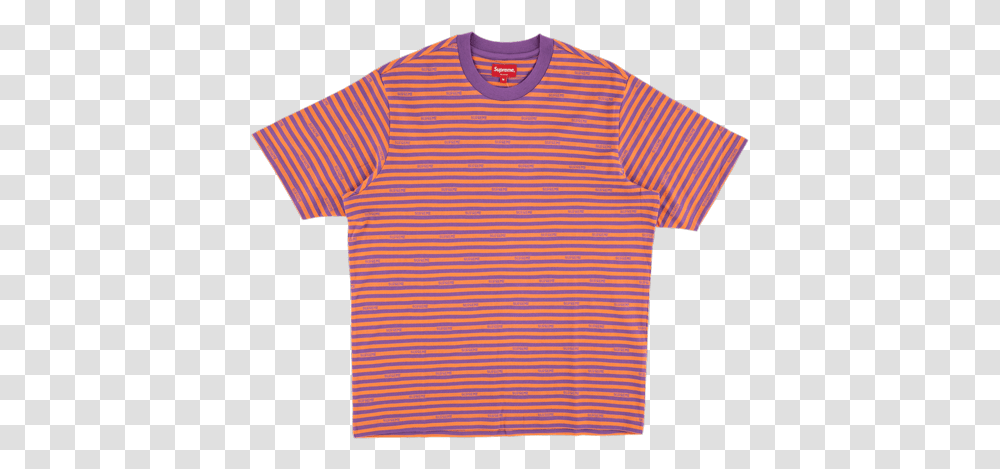 Supreme Logo Stripe Ss Top Ss Active Shirt, Apparel, T-Shirt Transparent Png
