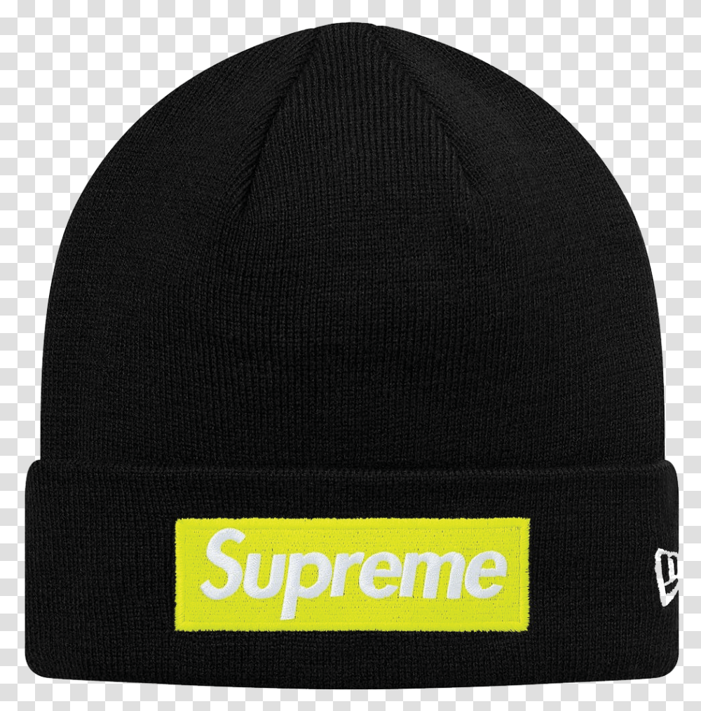 Supreme New Era Box Logo Beanie Black Download, Apparel, Baseball Cap, Hat Transparent Png