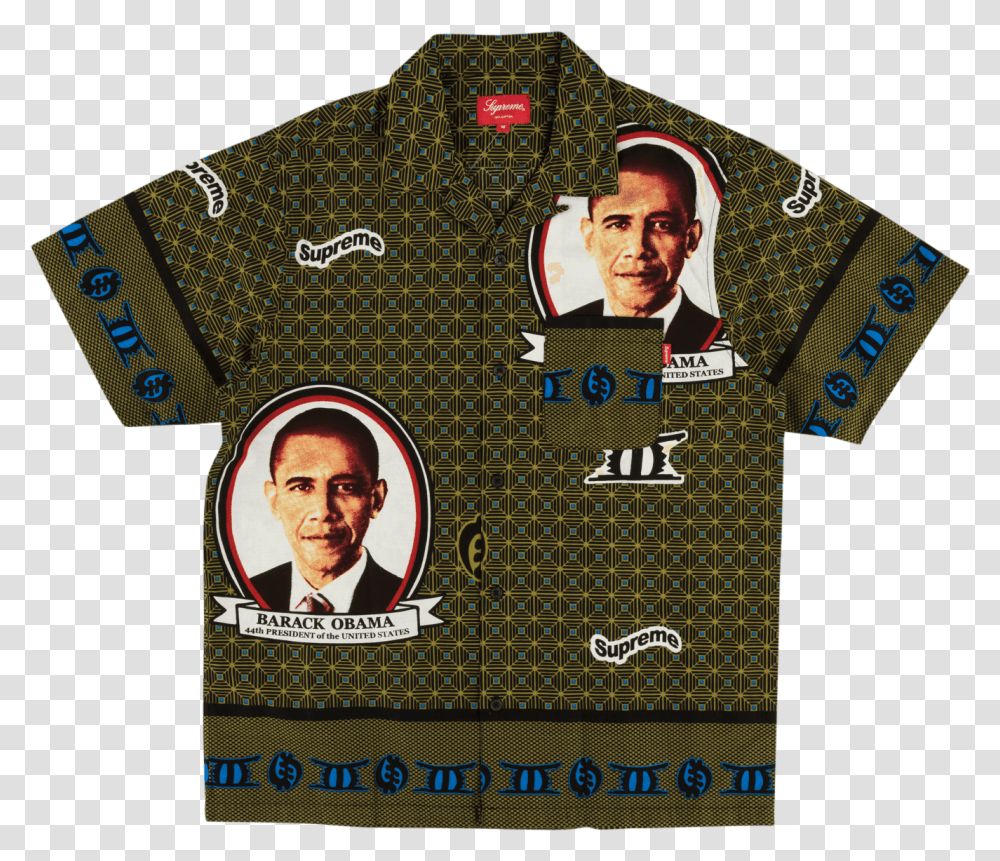 Supreme Obama Shirt Ss Shirt, Apparel, Person, Human Transparent Png