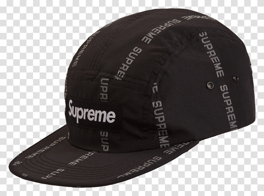 Supreme Reflective Text Camp Cap Black Supreme Camp Cap, Apparel, Baseball Cap, Hat Transparent Png