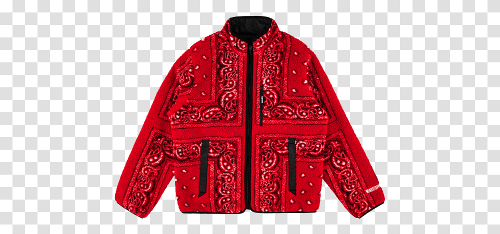 Supreme Reversible Bandana Fleece Jack Fw Sweater, Apparel, Jacket, Coat Transparent Png