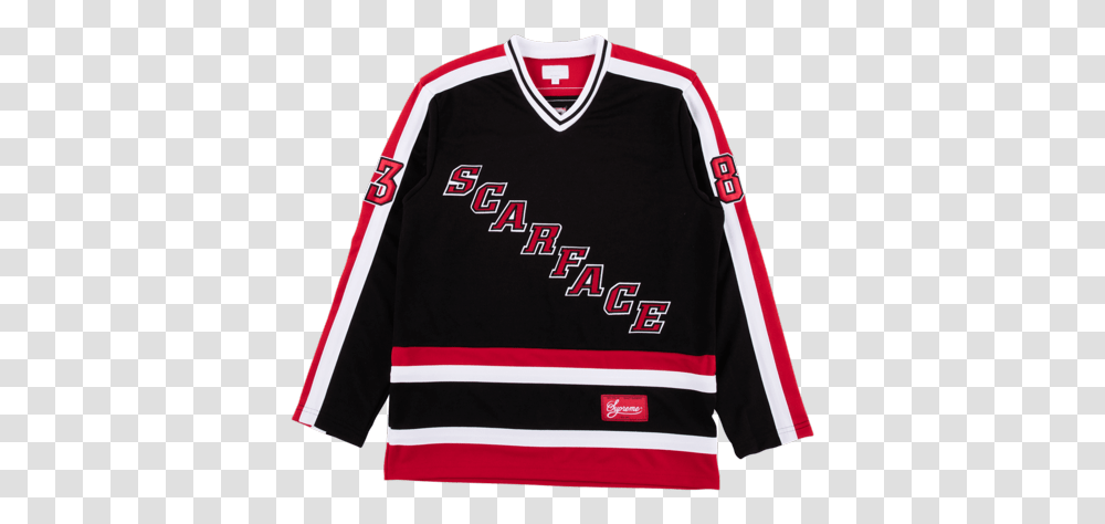 Supreme Scarface Hockey Jersey Scarfacefw17 Scarface 1983 X Supreme, Apparel, Shirt, Sleeve Transparent Png