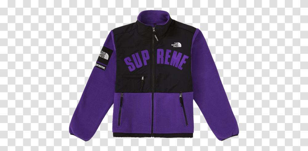 Supreme The North Face Arc Logo Denali Fleece Jacket Purple North Face Hot Shot, Clothing, Apparel, Coat, Sweatshirt Transparent Png