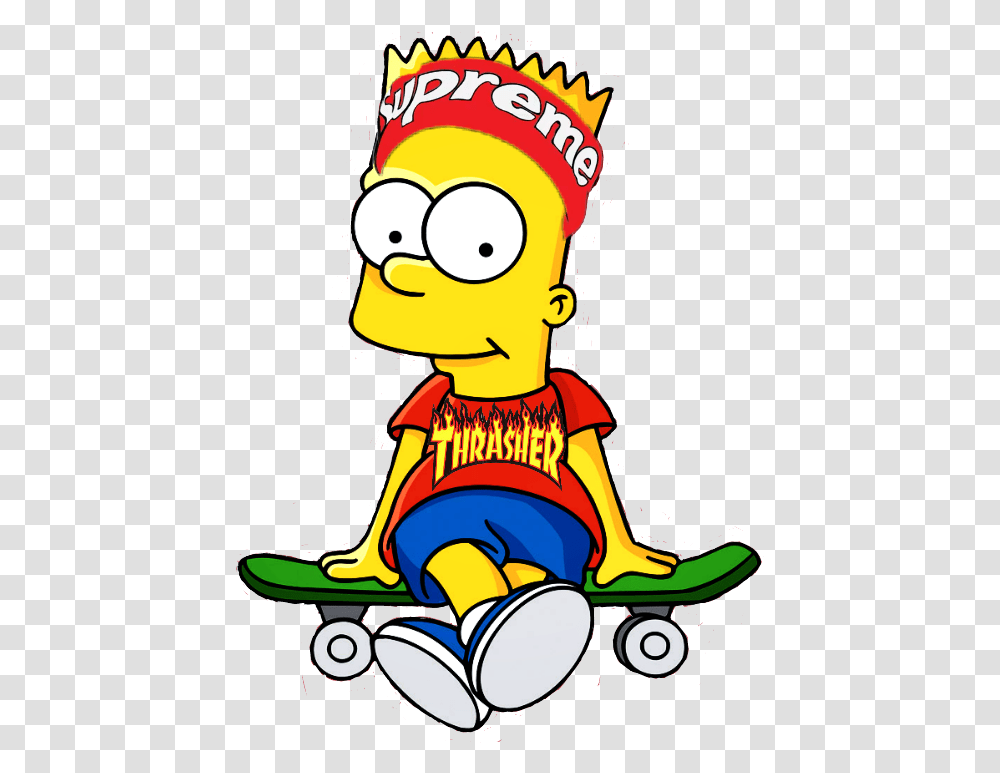 Supreme Thrasher Bartsimpson Bart Simpson, Sled Transparent Png