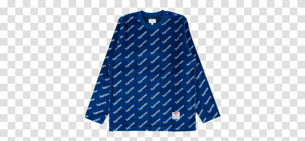 Supreme Velour Diagonal Logo Ls Top Fw Sweater, Apparel, Menu Transparent Png