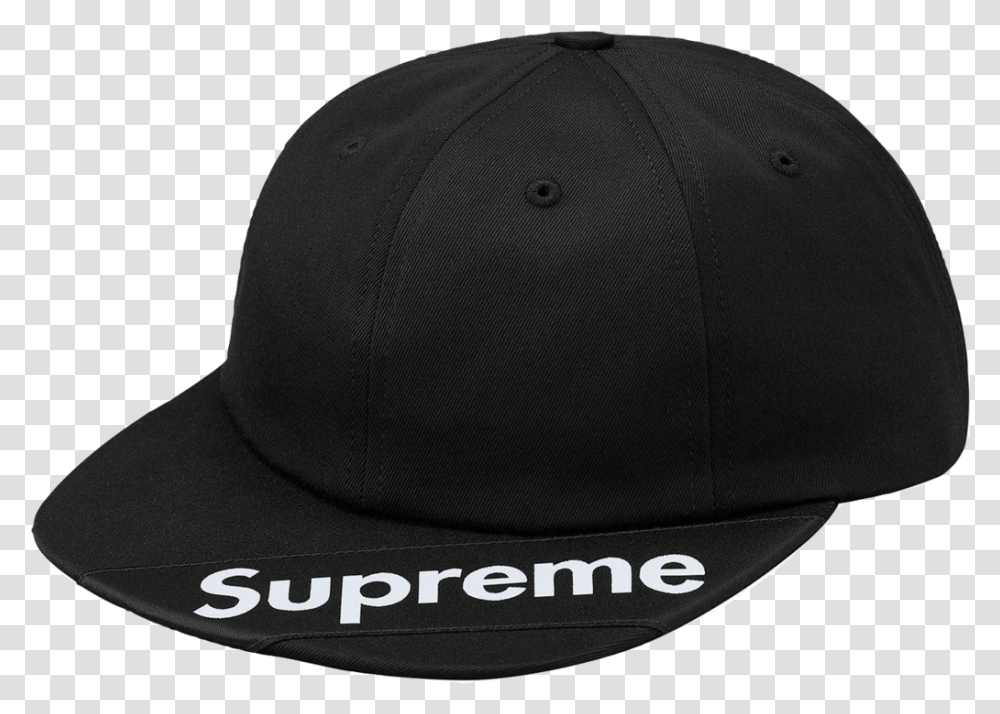 Supreme Visor Label 6 Panel Black Used Baseball Cap, Clothing, Apparel, Hat Transparent Png