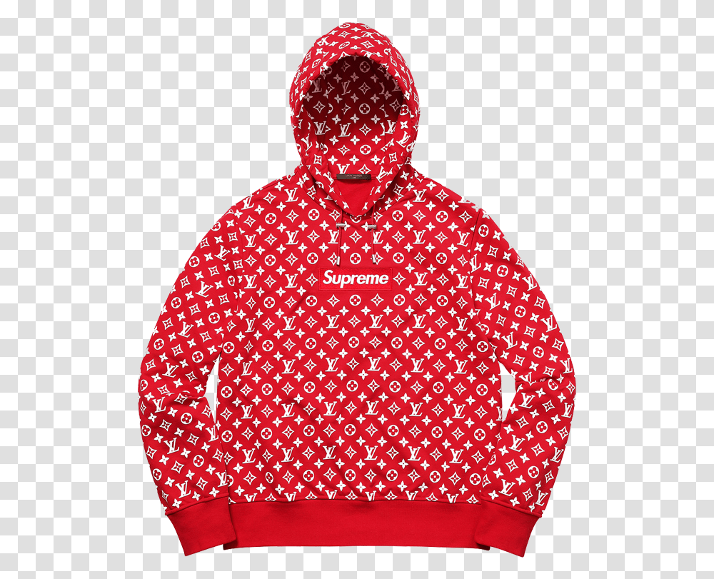 Supreme X Louis Vuitton Box Logo Hooded Sweatshirt Red Brighton, Clothing, Apparel, Hoodie, Sweater Transparent Png