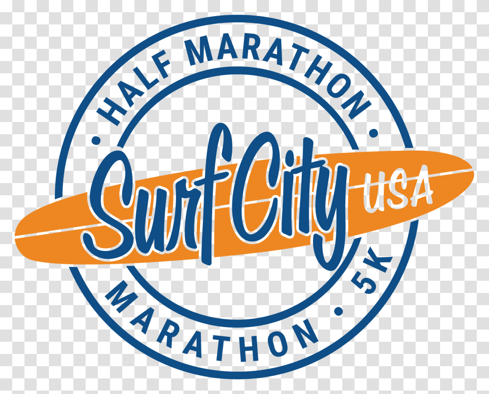 Surf City Marathon Amp Half Marathon Circle, Label, Logo Transparent Png