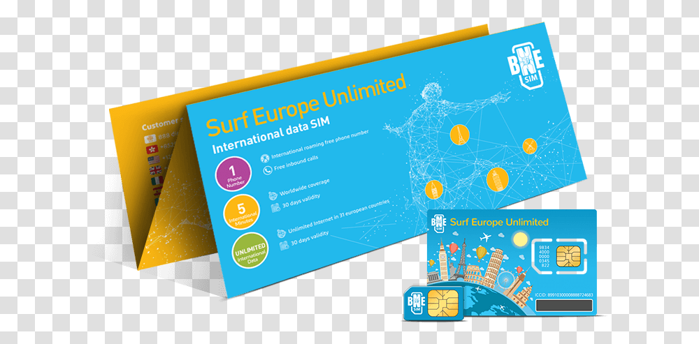 Surf Europe Unlimited Sim Card Best Design Sim Card, Paper, Business Card Transparent Png