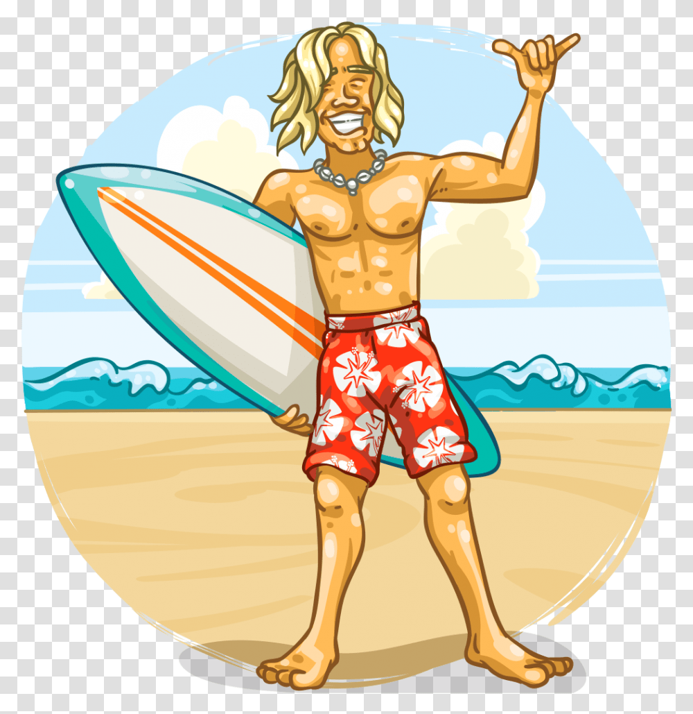 Surfer Dude Cartoon, Person, Water, Outdoors, Sea Transparent Png