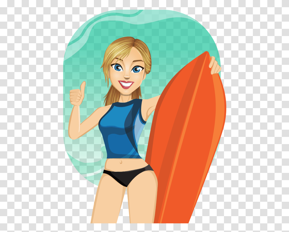 Surfer Girl Clipart Girl Surfer Clip Art, Person, Outdoors, Lingerie Transparent Png