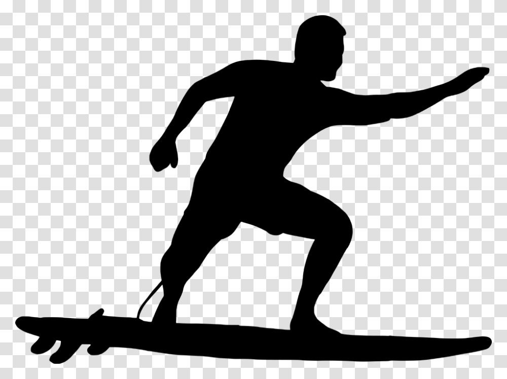 Surfer Surfboard Silhouette Man Athletic Fit Surfer Silhouette, Gray, World Of Warcraft Transparent Png