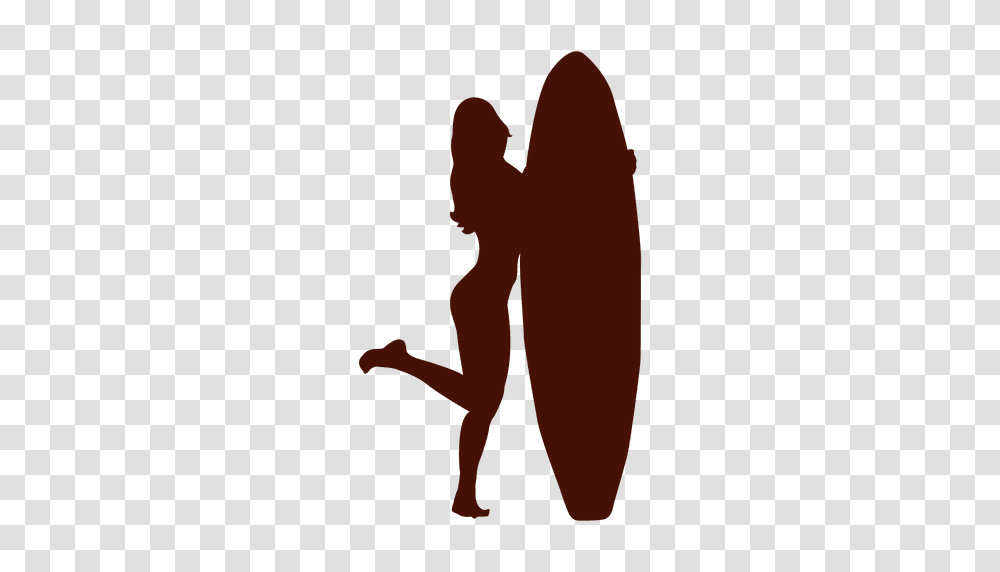 Surfing Board Posing, Silhouette, Person, Human, Kneeling Transparent Png