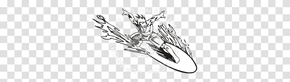 Surfing On Wave In Black And White, Hand Transparent Png