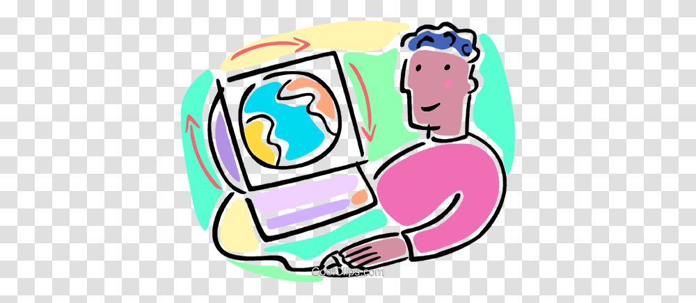 Surfing The Internet Royalty Free Vector Clip Art Illustration, Drawing, Washing, Doodle, Reading Transparent Png