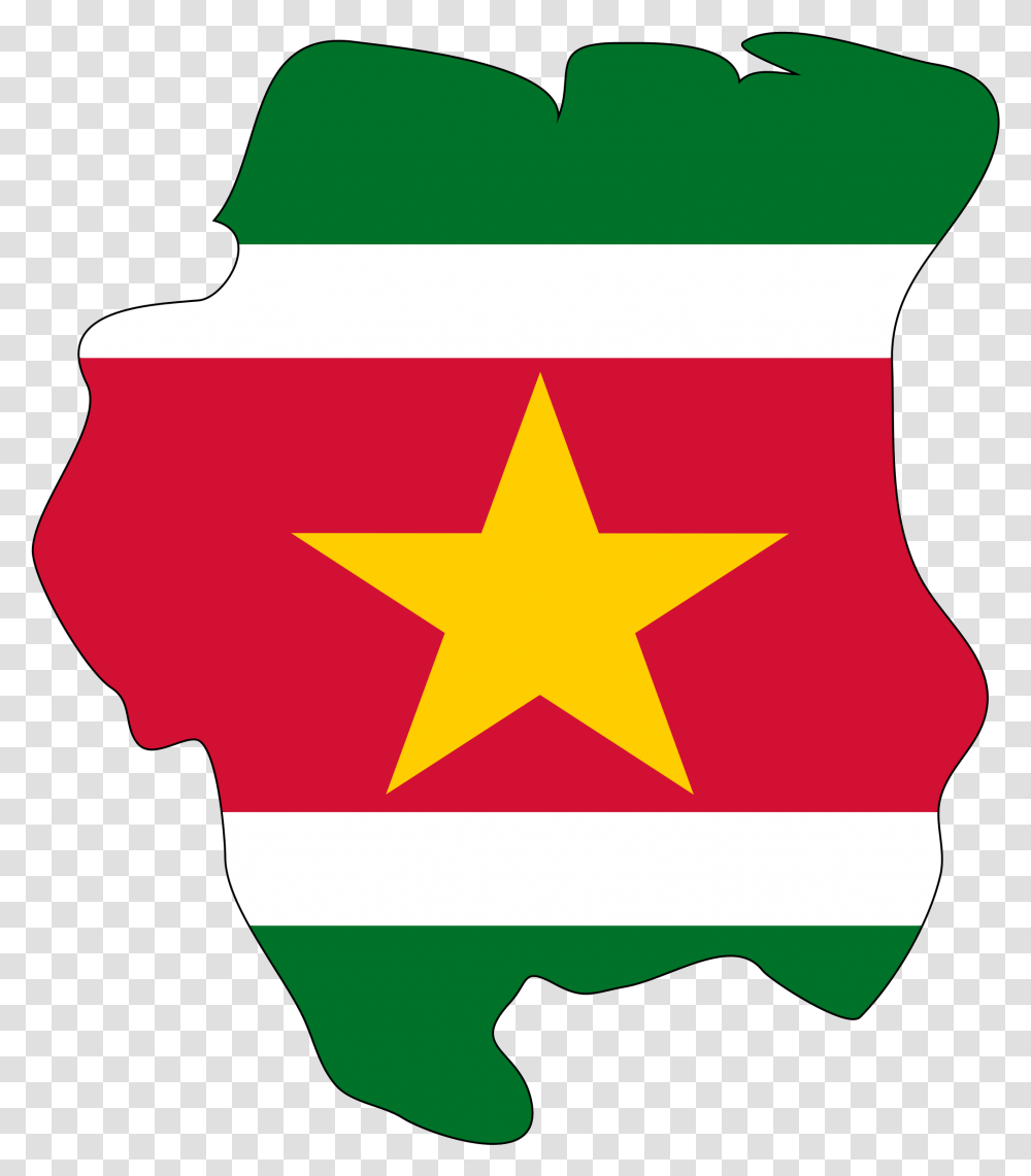 Suriname Flag Map Large Map, First Aid, Star Symbol Transparent Png