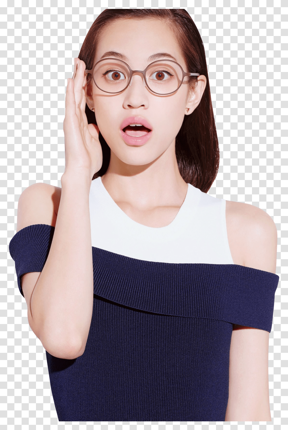 Surprised Girl Kiko Mizuhara With Glasses, Person, Accessories, Face, Female Transparent Png