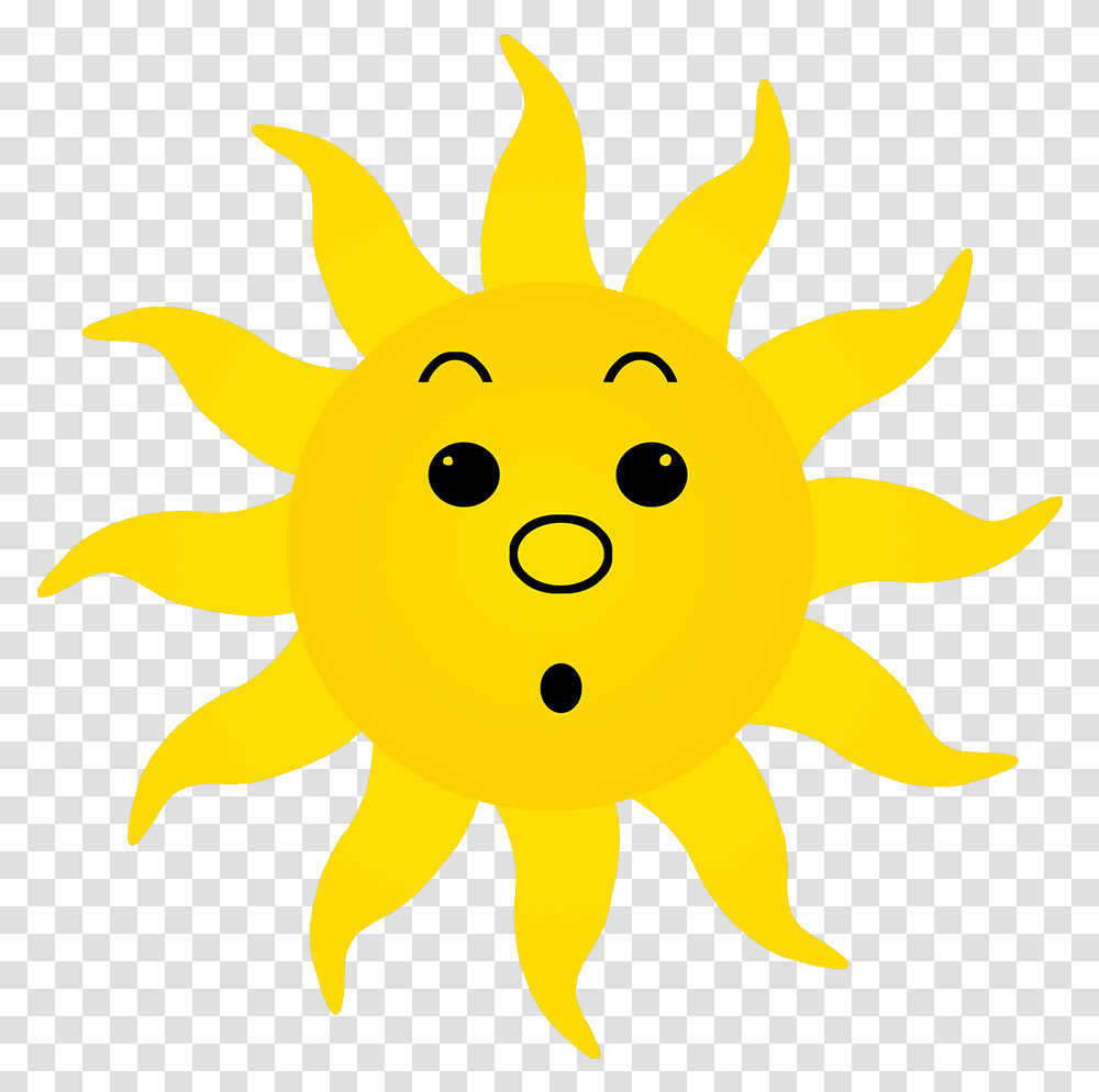 Surprised Sun Drawing Wall Clock Model, Nature, Outdoors, Sky, Gold Transparent Png