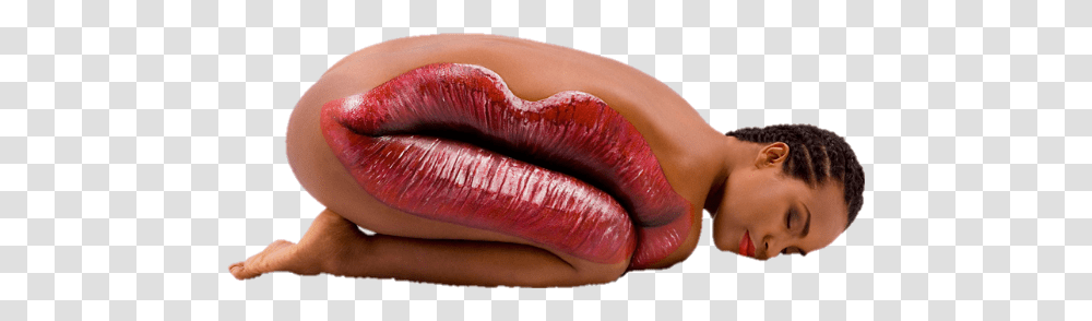 Surreal Ftestickers Woman Laying Mouth Lips Body Art Piece, Person, Human, Home Decor, Teeth Transparent Png