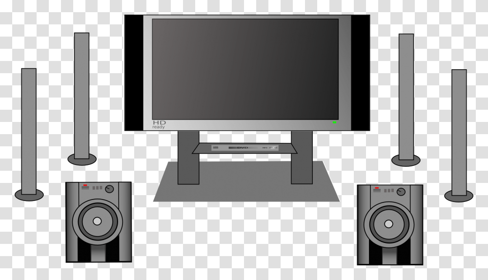 Surround Sound Home Theatre Clipart, Monitor, Screen, Electronics, Display Transparent Png