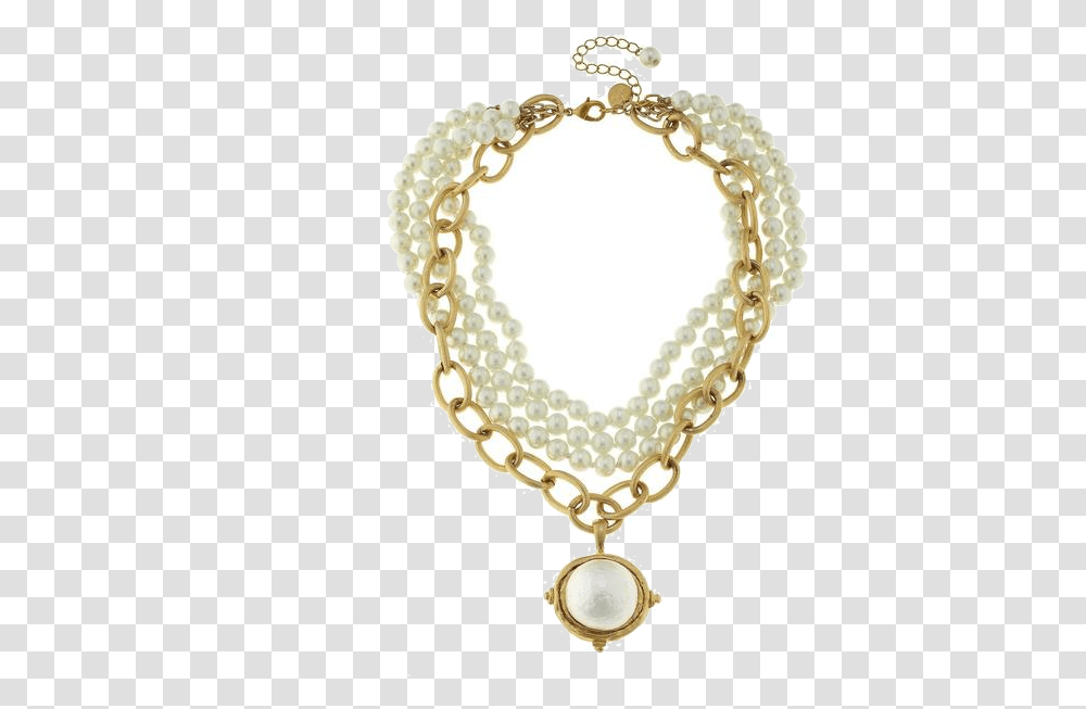 Susan Shaw Handcast Gold Cotton Pearl And Gold Chain Necklace, Accessories, Accessory, Bracelet, Jewelry Transparent Png