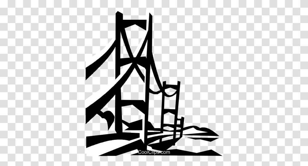 Suspension Bridge Royalty Free Vector Clip Art Illustration, Building, Architecture, Spire, Tower Transparent Png