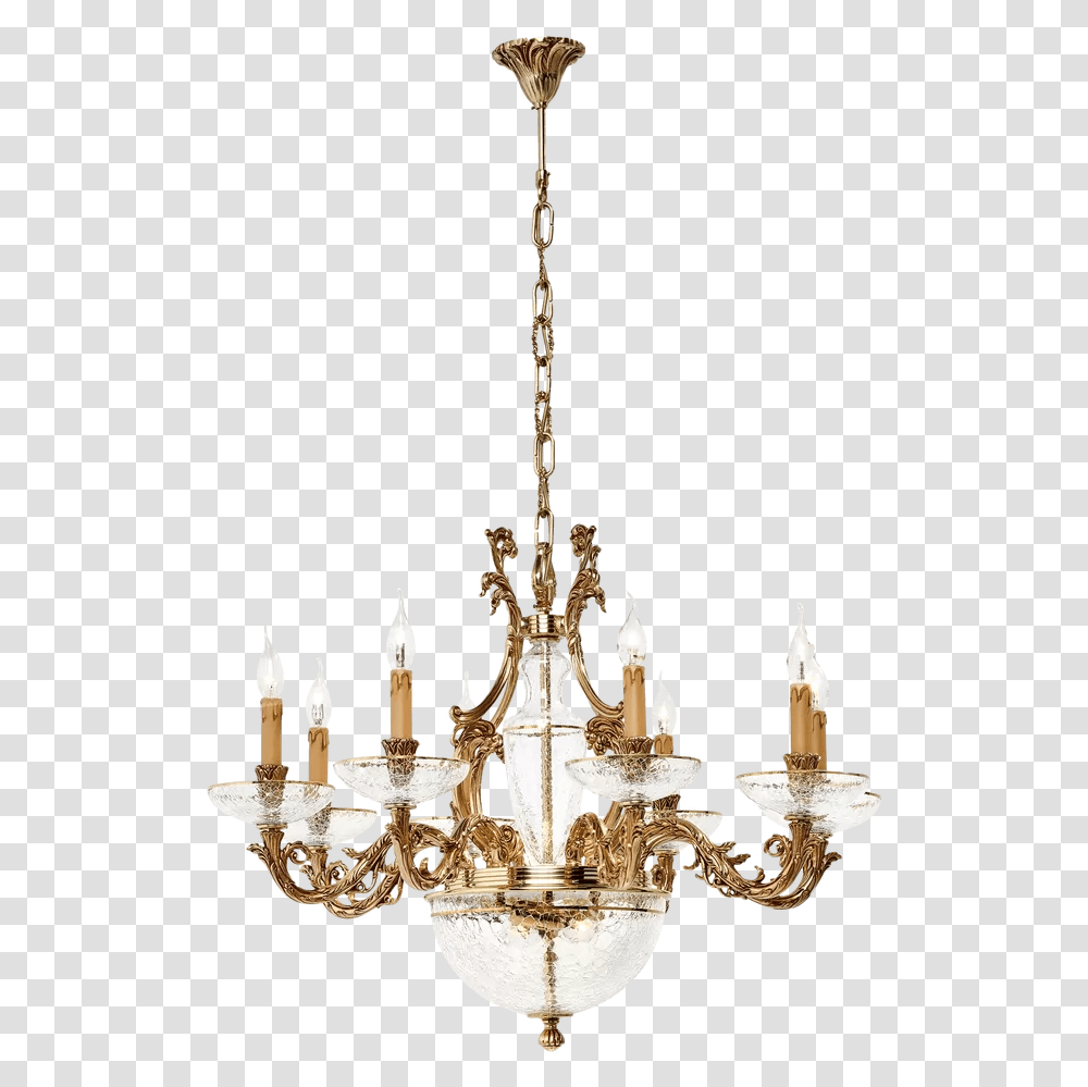 Suspension In Brass French Gold And Cracked Glass 1662 Chandelier, Lamp, Crystal Transparent Png