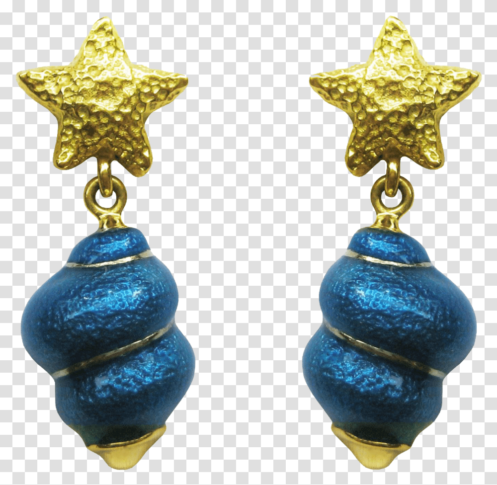 Susy Mor Sea Star Amp Shell Blue Enamel 18k Gold Dangle, Lamp Transparent Png