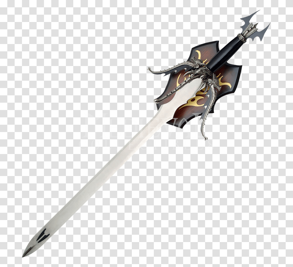 Svg Black And White Quadruple Headed Sword Dragon Sword, Axe, Tool, Weapon, Weaponry Transparent Png