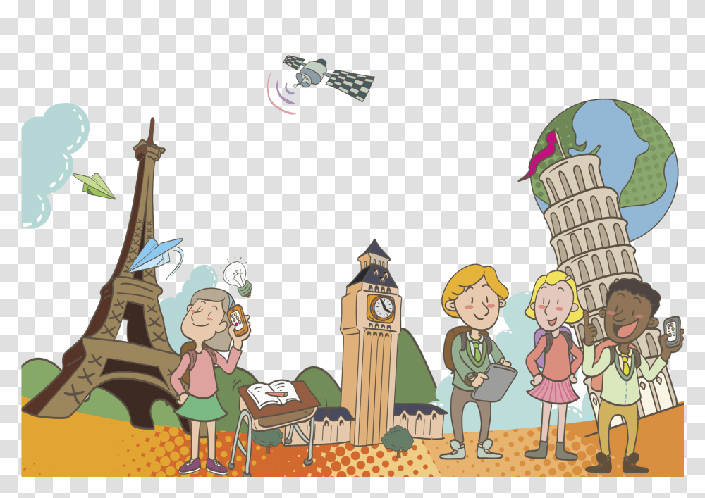 Svg Cartoon Boekentoren Illustration Traveling Children Kids Traveling Clipart, Person, People, Comics, Book Transparent Png