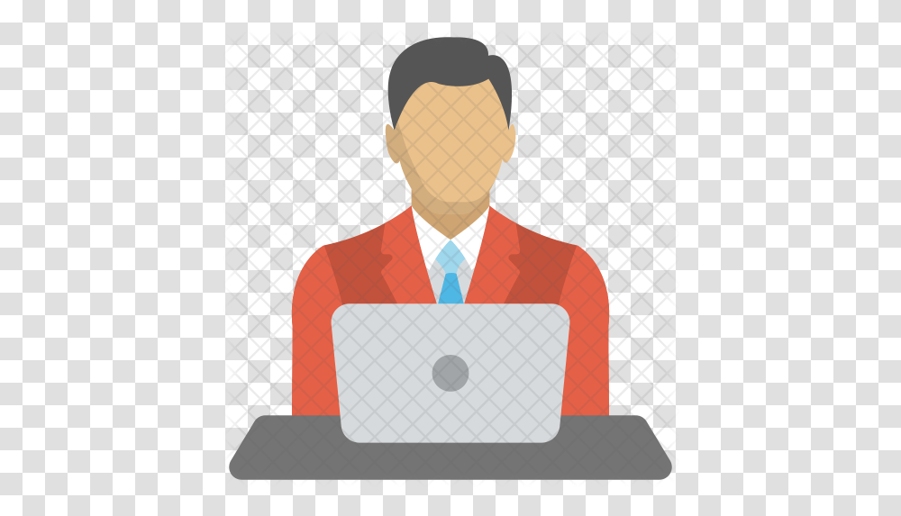 Svg Computer Business Person With Computer Icon, Text, Head, Tie, Clothing Transparent Png