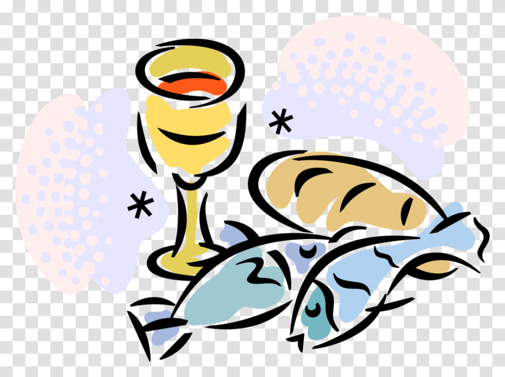 Svg Stock Christian Cup Fish Loaves Fish And Bread Cartoon, Hat, Cap Transparent Png