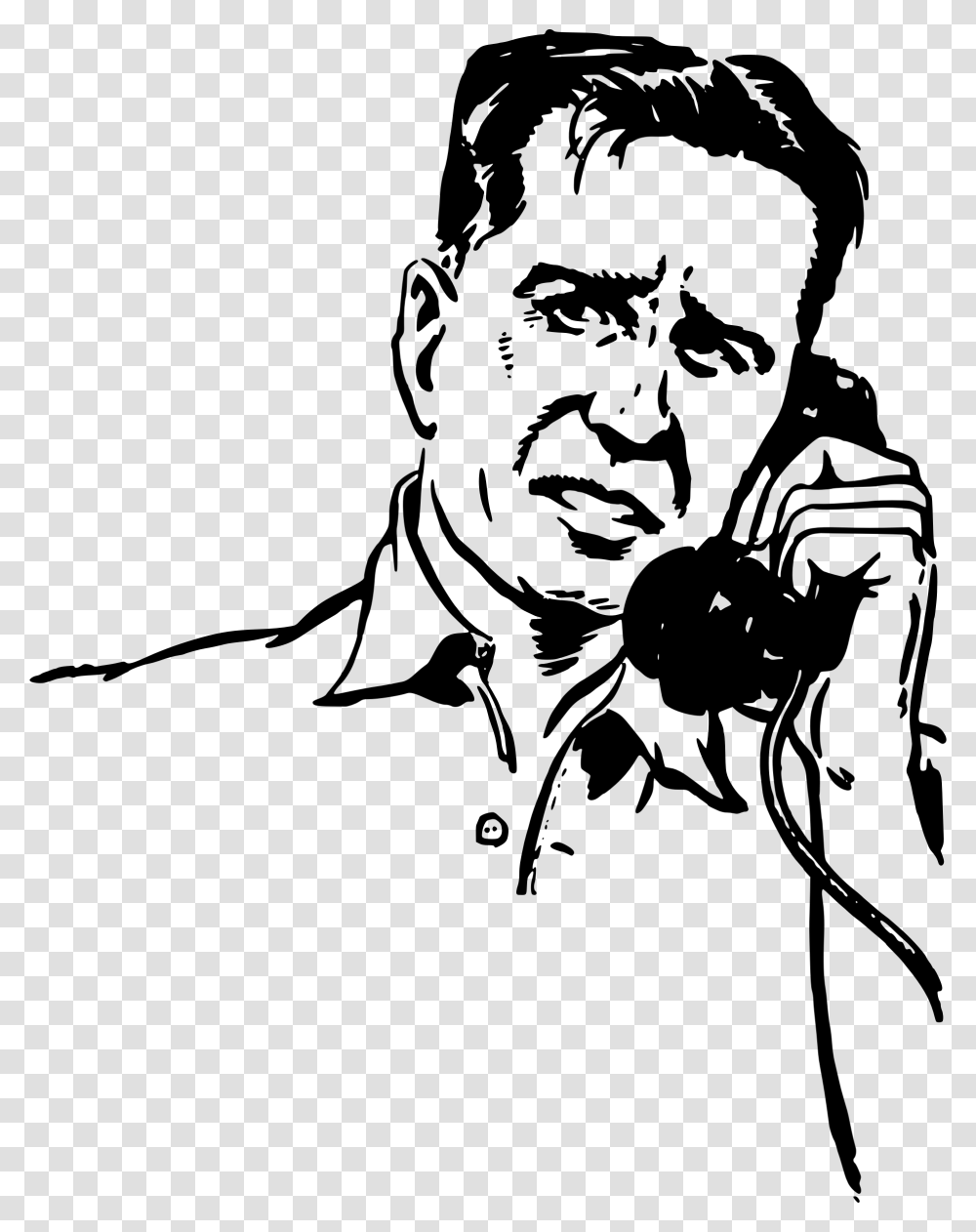 Svg Stock Clipart Man On The Man On Phone Line Art, Gray, World Of Warcraft Transparent Png