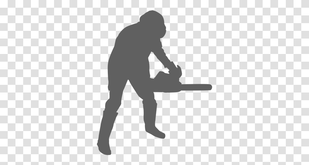 Svg Vector File Man Cutting Tree With Chainsaw Silhouette, Kneeling, Axe, Tool, Stencil Transparent Png