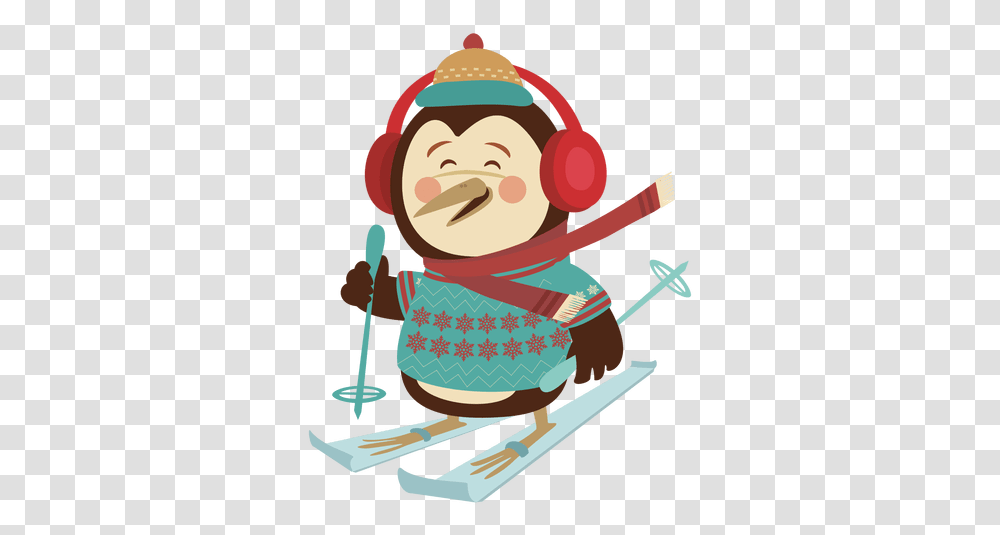 Svg Vector File Skiing Cartoon, Sled, Elf Transparent Png