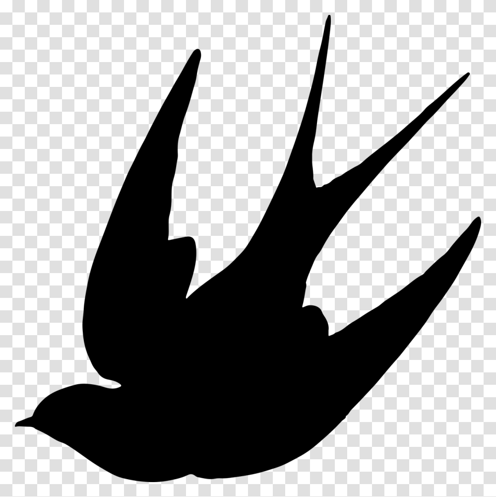 Swallow Bird Silhouette Clip Art Swallow Silhouette, Gray Transparent Png