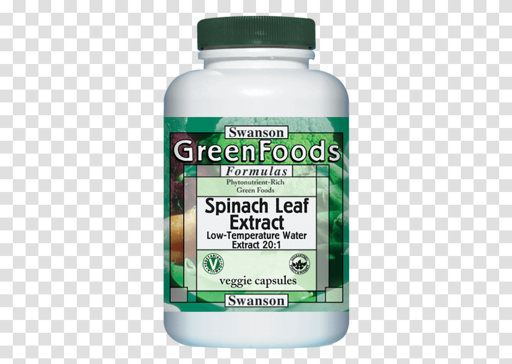 Swanson Spinach Leaf Extract 20 1 650 Mg 60 Veg Caps, Plant, Food, Medication, Jar Transparent Png