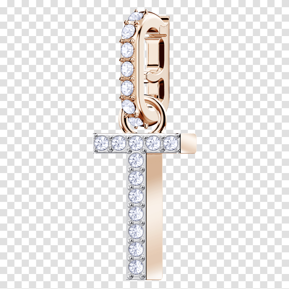 Swarovski Remix Collection Charm T White Rose Gold Plating Solid, Cross, Symbol, Accessories, Accessory Transparent Png