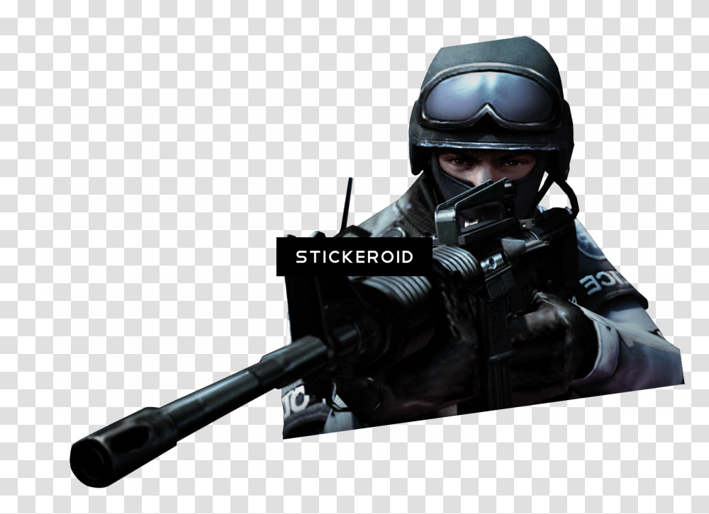 Swat, Helmet, Person, Gun Transparent Png