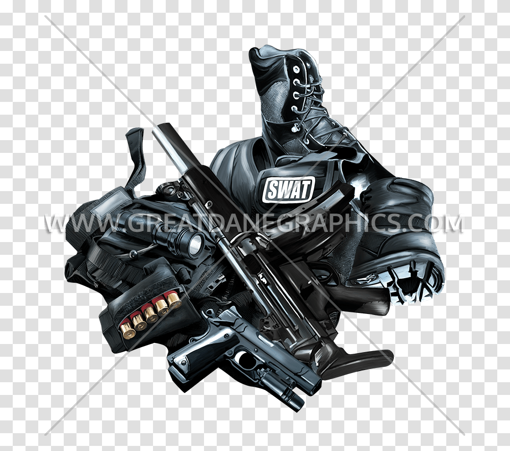Swat Layout Production Ready Artwork For T Shirt Printing Motorcycle, Gun, Weapon, Weaponry Transparent Png
