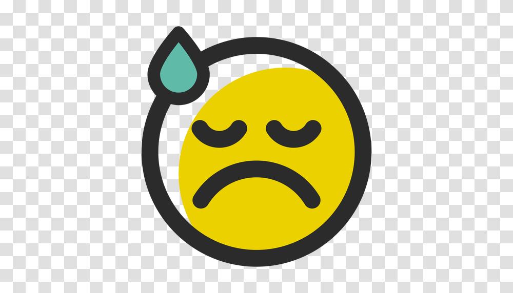 Sweat Colored Stroke Emoticon, Logo, Trademark Transparent Png