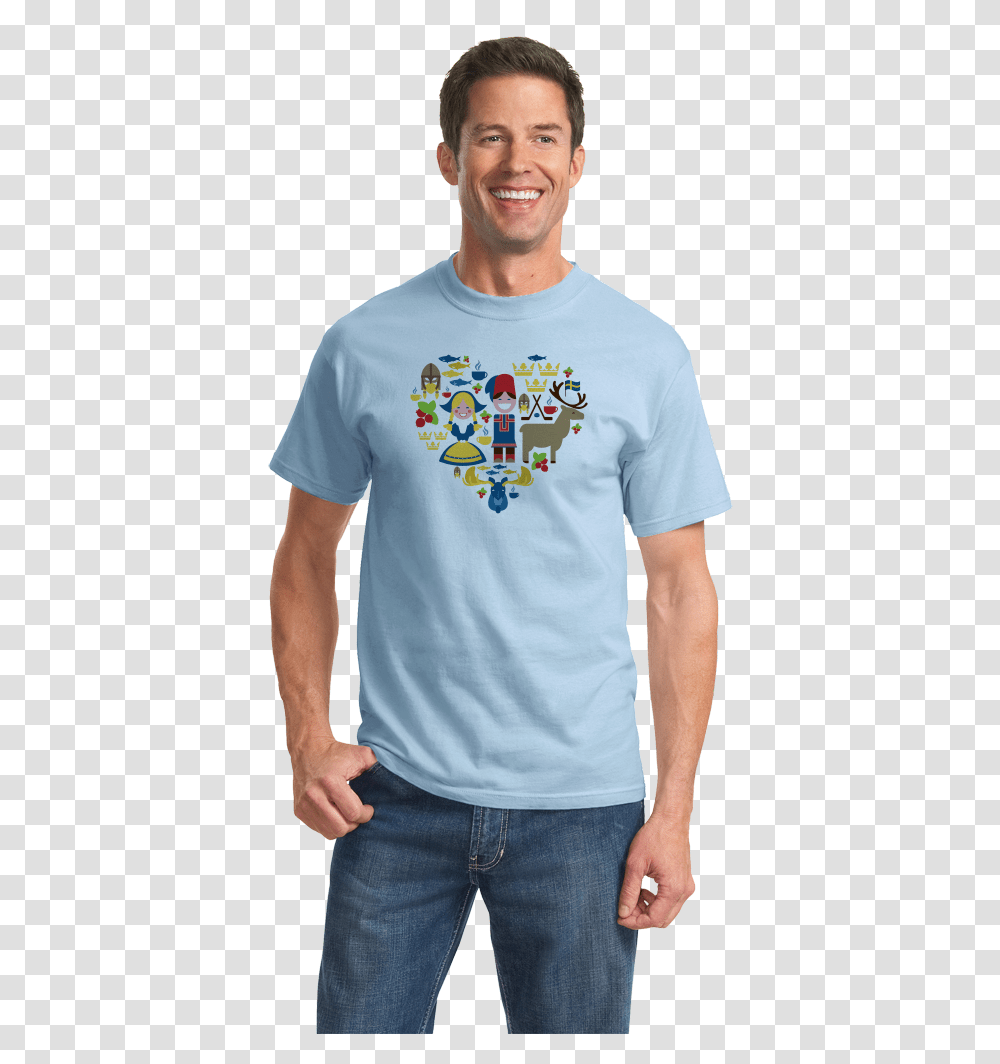 Sweden Icon Heart Port Company Essential Tee, Clothing, Apparel, Person, Human Transparent Png