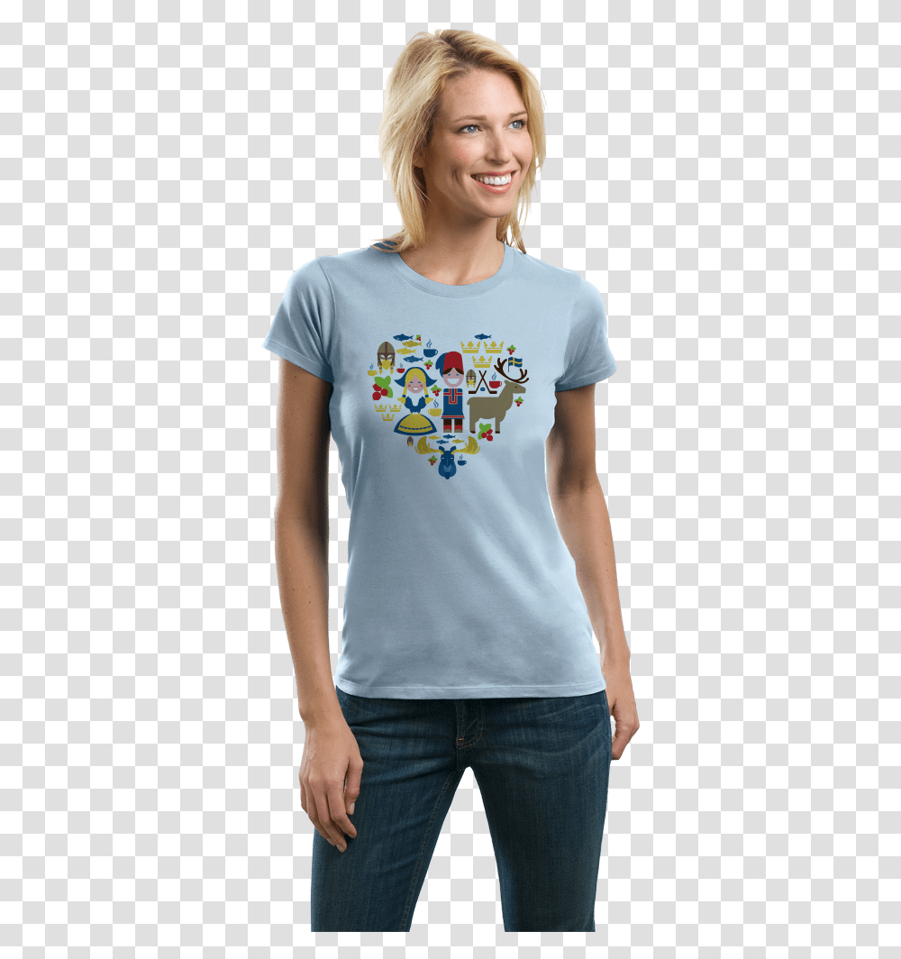 Sweden Icon Heart Swedish Love Pride Symbols Culture Cute Short Sleeve, Clothing, Person, T-Shirt Transparent Png
