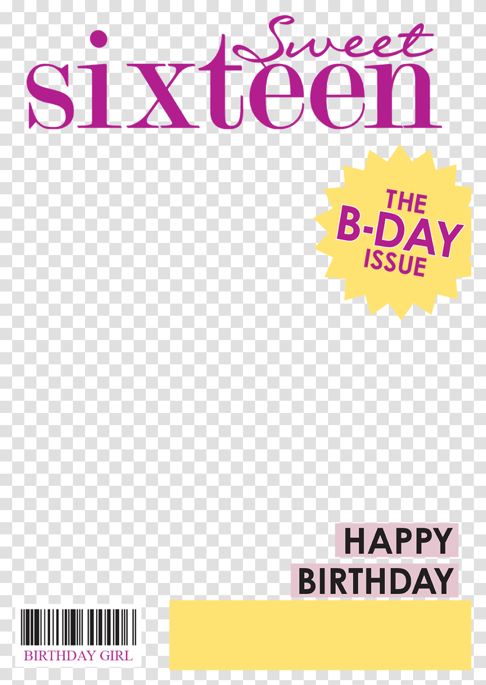 Sweet 16 Magazine Cover Birthday Card Free Greetings Helix, Text, Poster, Advertisement, Flyer Transparent Png