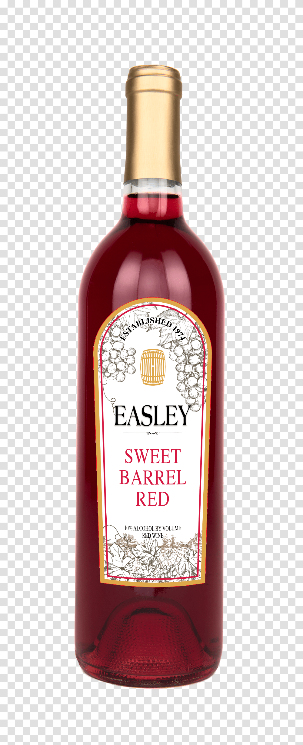 Sweet Barrel Red Glass Bottle, Alcohol, Beverage, Liquor, Label Transparent Png