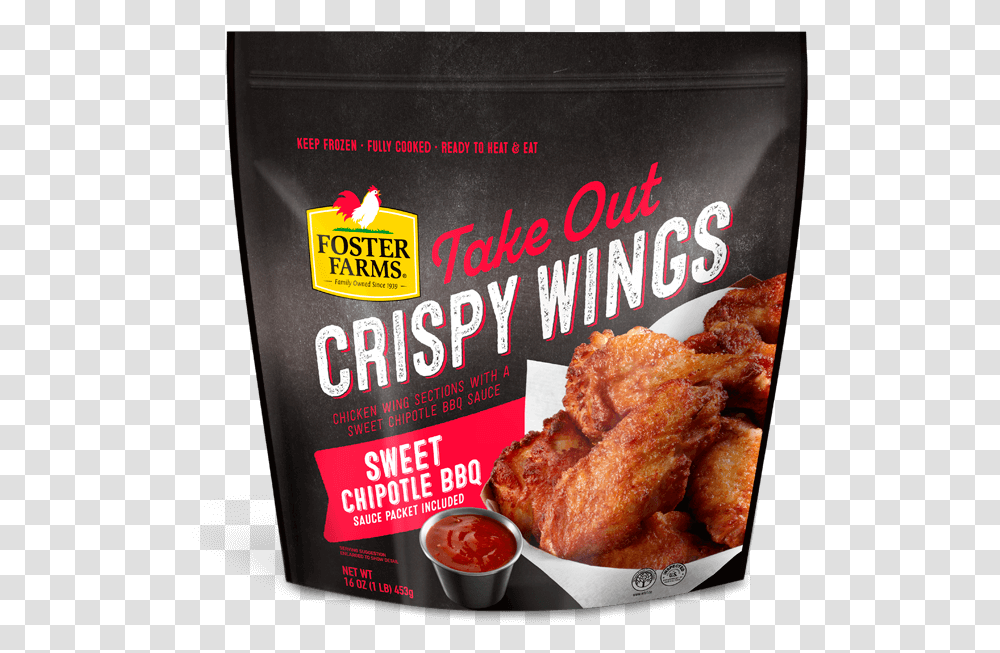Sweet Chipotle Bbq Crispy Wings Foster Farms Chicken Wing, Fried Chicken, Food, Menu Transparent Png