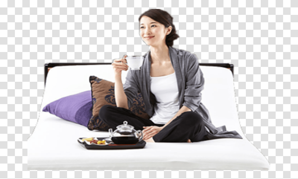 Sweet Dreams And Coffee In Tokyo Coffee, Person, Sitting, Cushion Transparent Png
