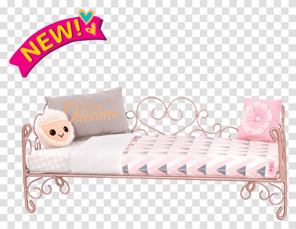 Sweet Dreams Scrollwork Bed For 18 Inch Dolls Our Generation Doll Franco, Furniture, Crib, Cushion, Pillow Transparent Png