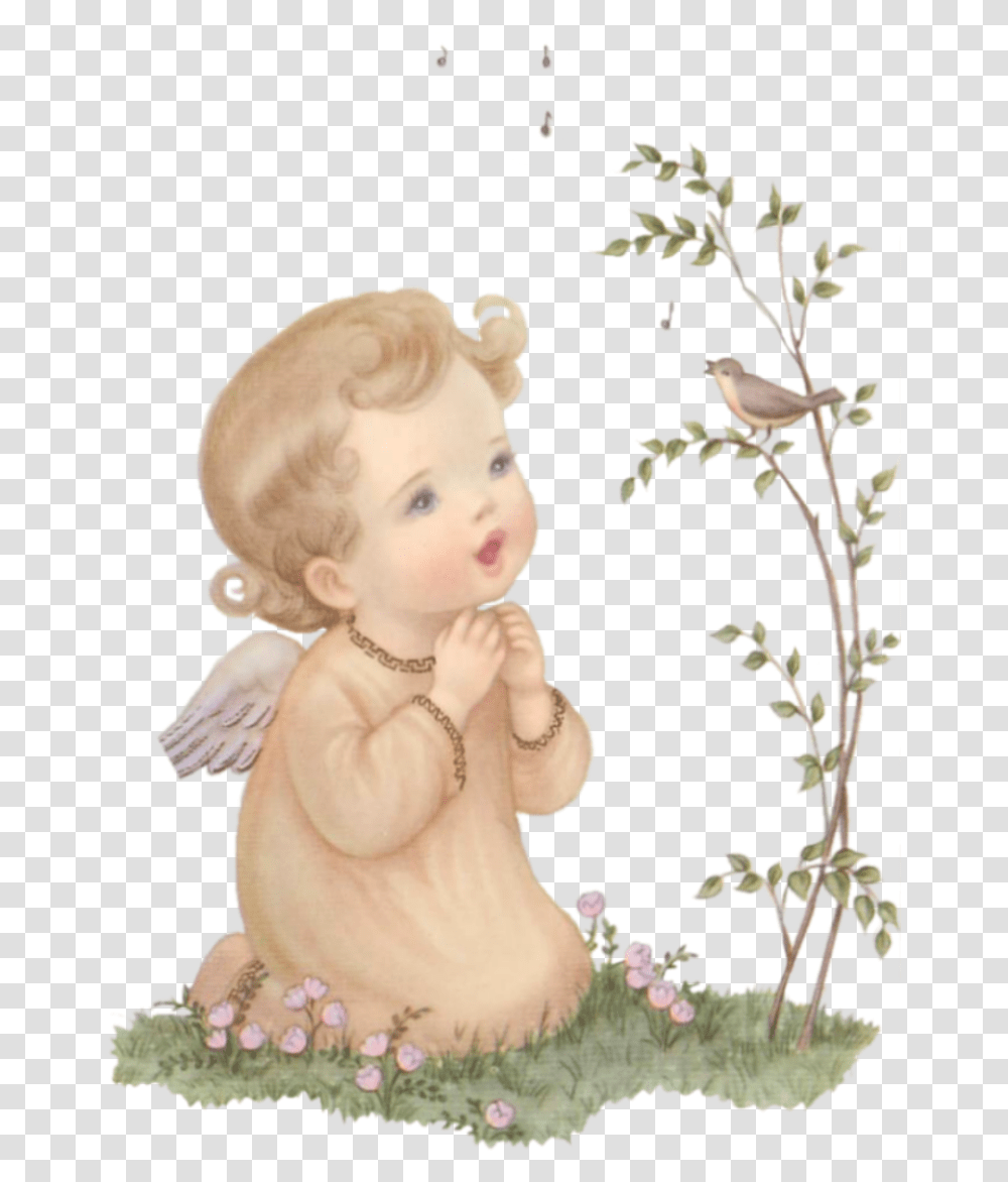 Sweet Easter Angels Angelito Vintage, Person, Human, Plant, Bird Transparent Png